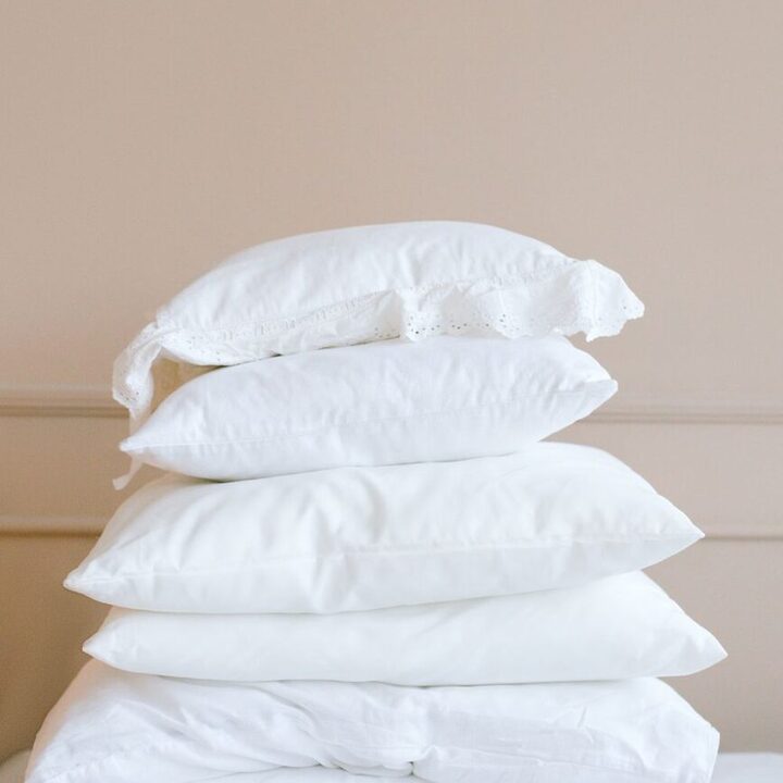 Stack of soft white pillows